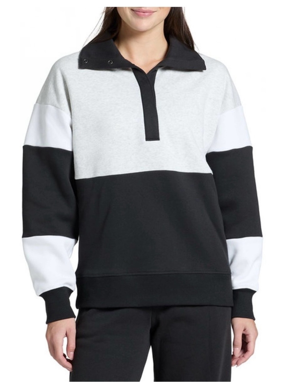 DSG Women's Black & White Colorblock Pullover Hoodie, size Small